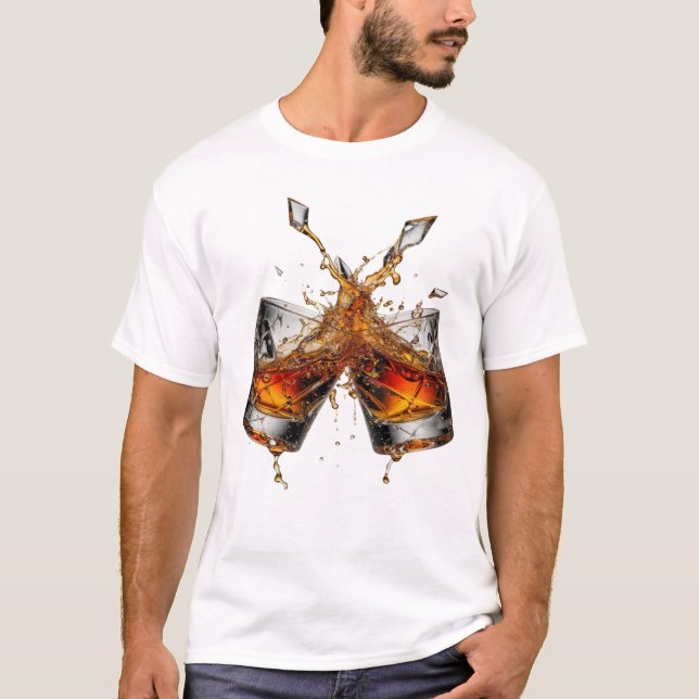 Statement Silver WHISKY SPLASH Slogan T-Shirt (Vorderseite)