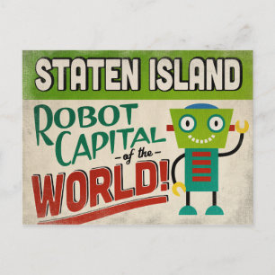 Staten Island New York Robot - Funny Vintag Postkarte