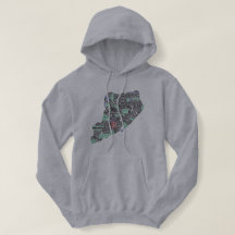 Staten Island NY Typografy Map Hoodie