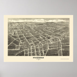 Statesville, NC Panoramakarte - 1907 Poster