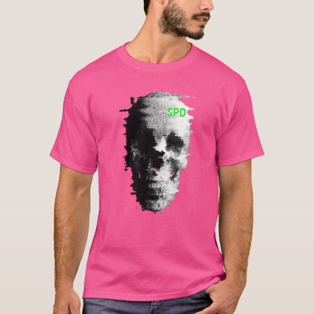 Static Glitch Ghost Skull TV T-Shirt (Vorderseite)