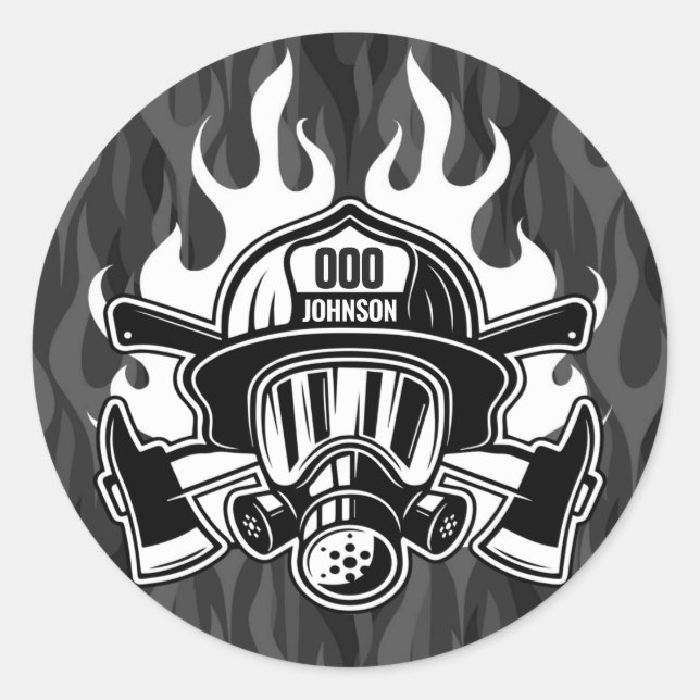 Station der Abteilung Feuerwehr Runder Aufkleber (Vorderseite)