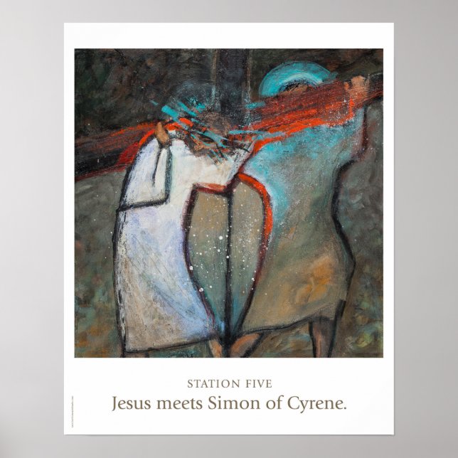 Station Five: Jesus trifft Simon von Cyrol Poster. Poster (Vorne)