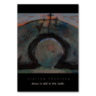 Station Vierzehn, Jesus in Grab gelegt, Gebetskart Tischnummer