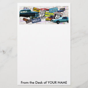 Stationär - Autos des Weg-66_Classic Briefpapier