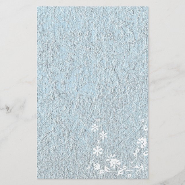 Stationäre Altpapier Blaue weiße Blüte Briefpapier (Vorderseite)