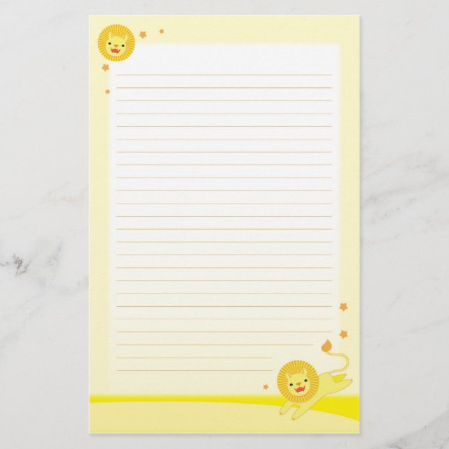 Stationäres Papier des niedlichen Löwes des (Vorderseite)