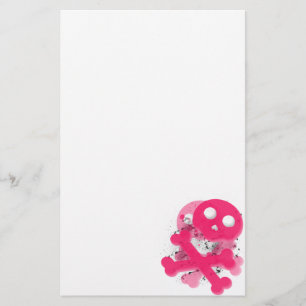 Stationäres Papier des rosa Schädels