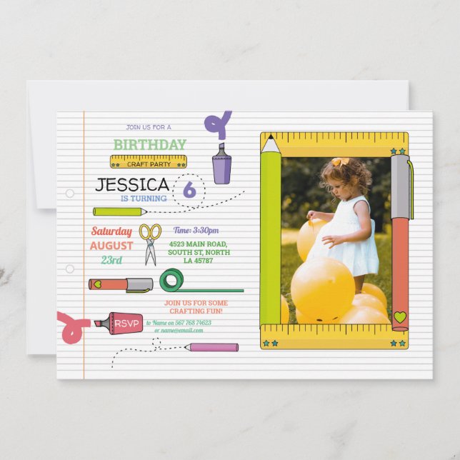 Stationäres Party-Handwerk sperrt Einladung (Vorderseite)