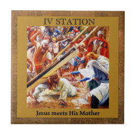 Stationen des Kreuzes Nr. 4 des 15 Jesus trifft Mu Fliese