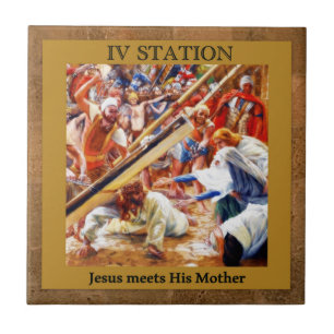 Stationen des Kreuzes Nr. 4 des 15 Jesus trifft Mu Fliese