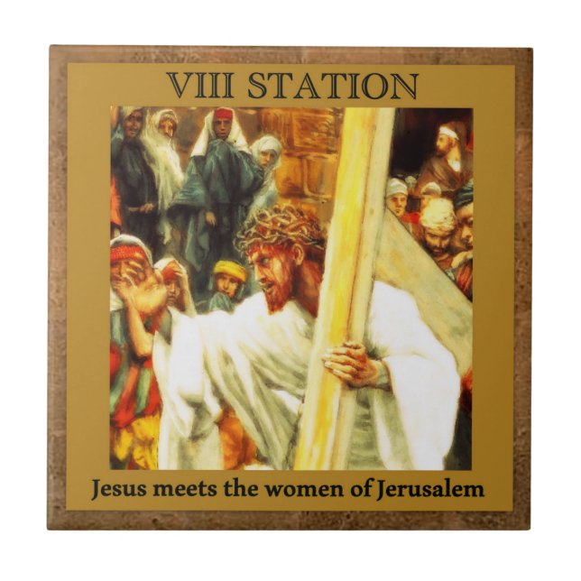Stationen des Kreuzes Nr. 8 von 15 Jesus trifft Fr Fliese (Vorderseite)