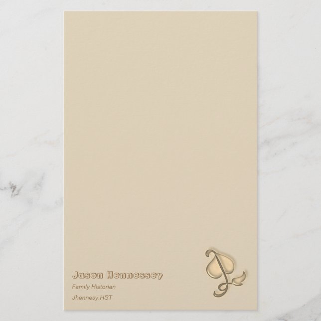 Stationery - 3D-Braunes Leaf mit Namen Briefpapier (Vorderseite)