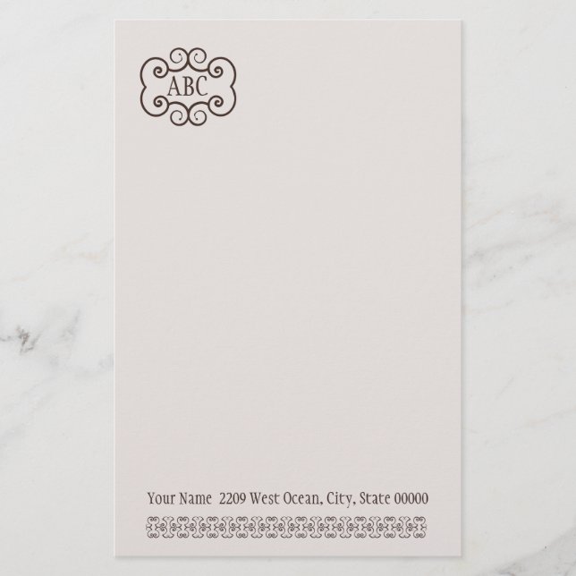 Stationery Basic P/Champagne Color Monogram Briefpapier (Vorderseite)