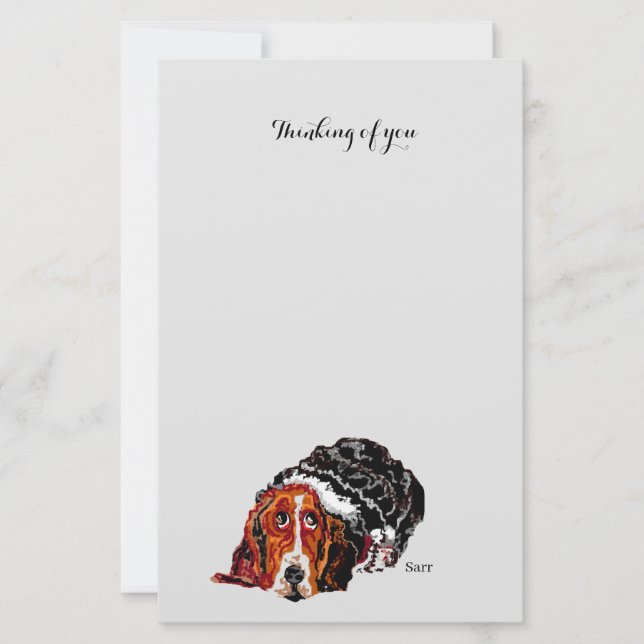 Stationery : Denken Sie an Sie / Basset Hound Briefpapier (Vorderseite)