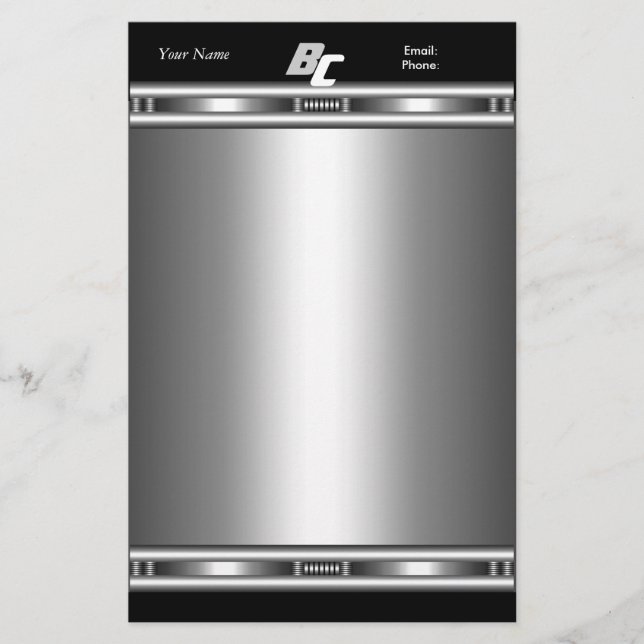 Stationery Elegant Silver Chrome Black Elite Briefpapier (Vorderseite)