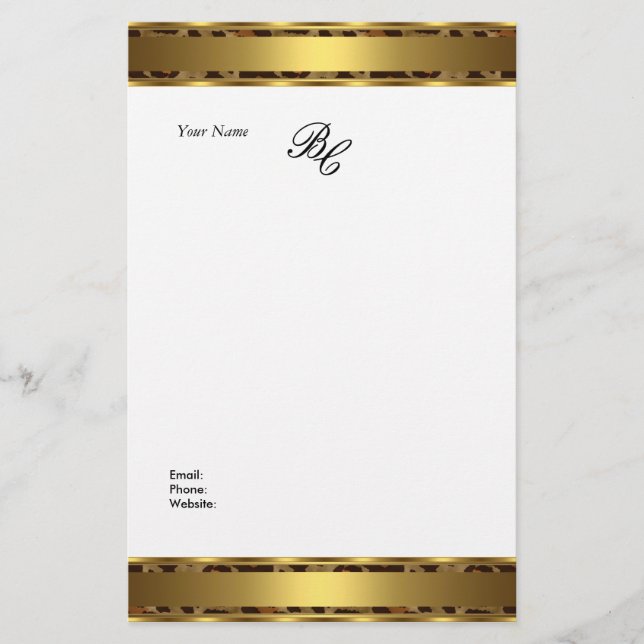 Stationery Elegante Animal Gold Briefpapier (Vorderseite)