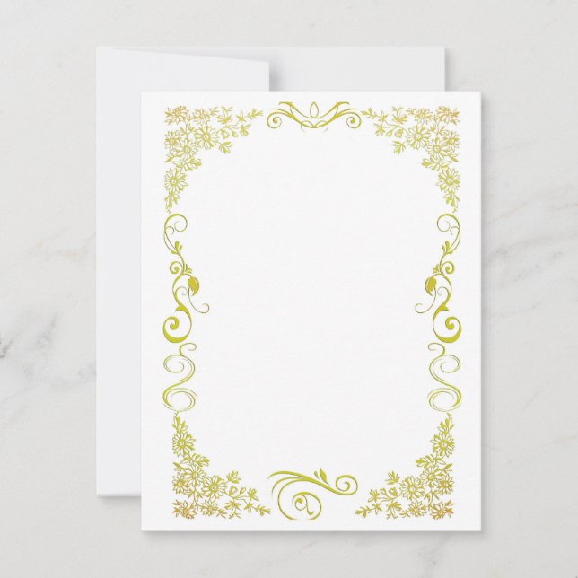 Stationery Floral Gold RSVP Karte (Vorderseite)