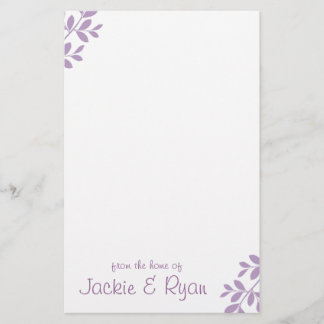 Stationery Leaf Zweig Lila Lilac Briefpapier