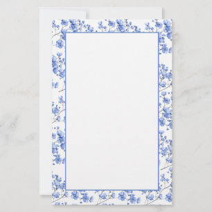 Stationery mit blauen Blumen Briefpapier