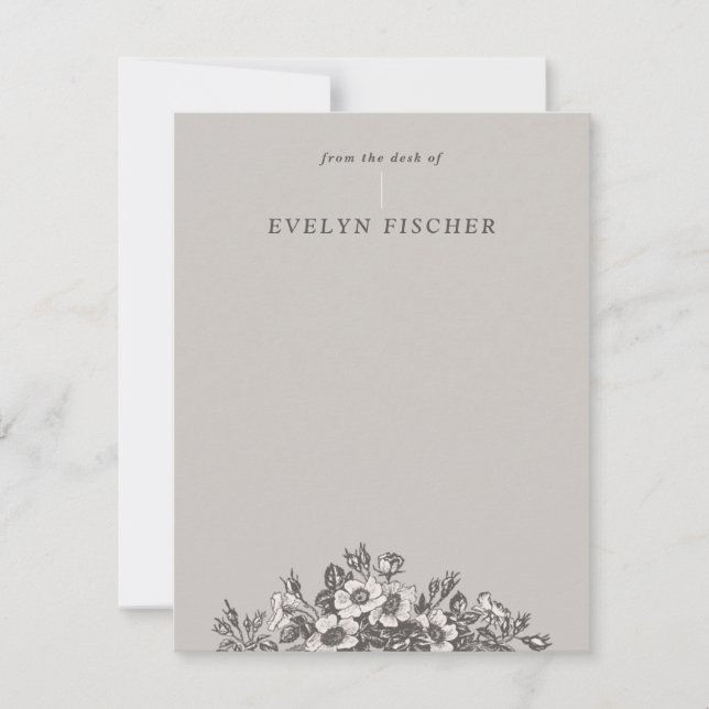 Stationery of Floral Illustration Grau (Vorderseite)