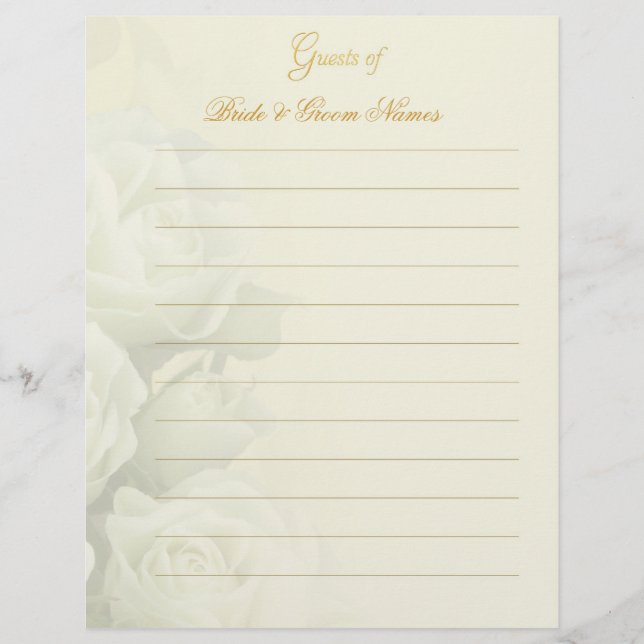 Stationery of Wedbook - White Roses (Vorderseite)