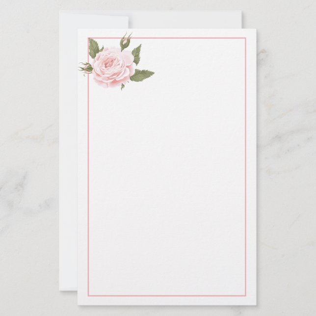 Stationery Paper Vintag Pink Rose Briefpapier (Vorderseite)
