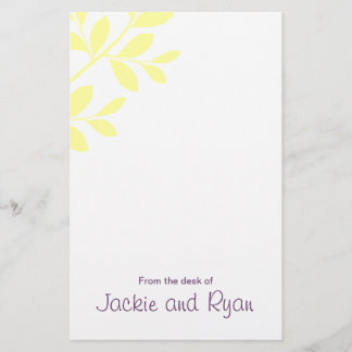 Stationery Wedding Leaf Branch gelb lila Briefpapier