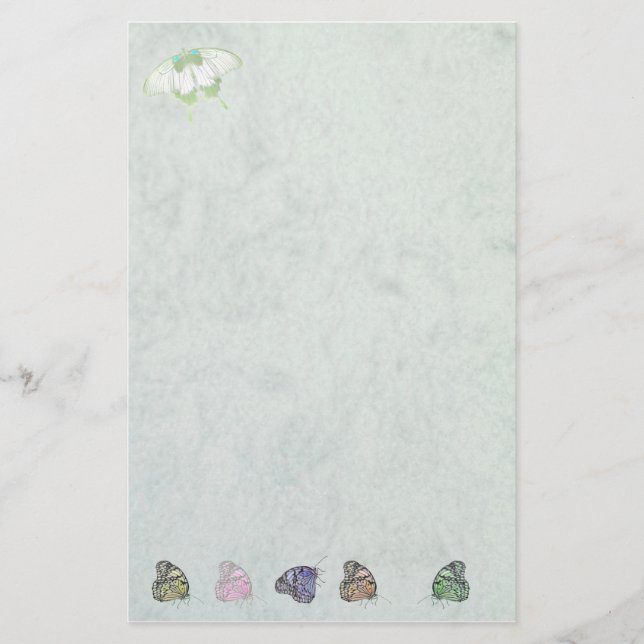 stationery white with butterflies briefpapier (Vorderseite)