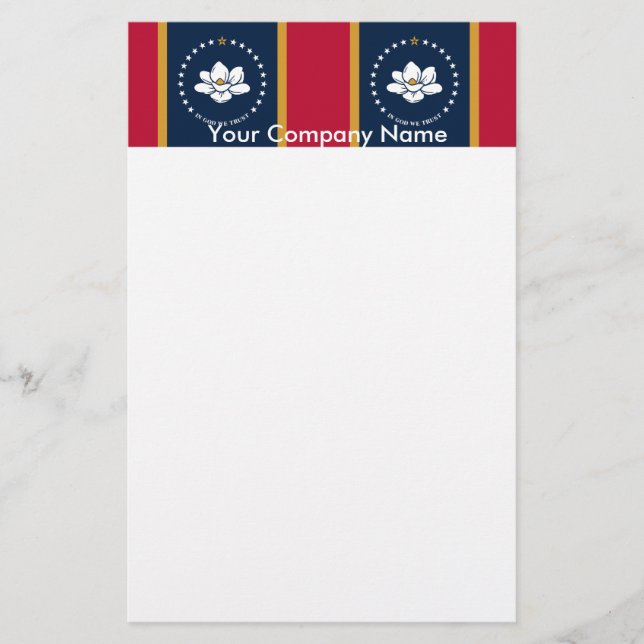 Stationery with Flag of Mississippi State, USA Briefpapier (Vorderseite)