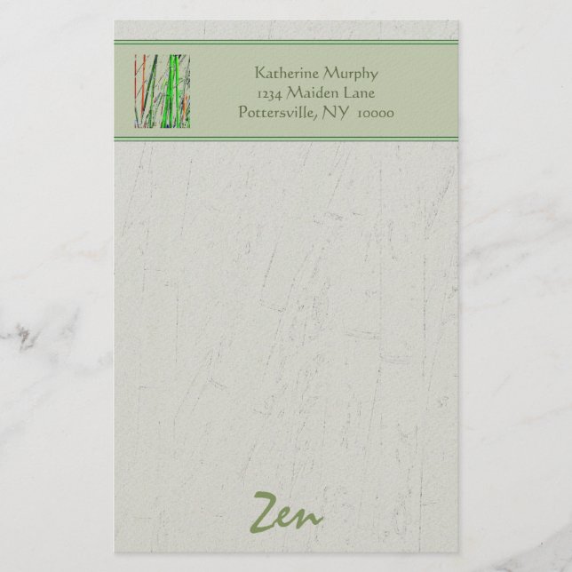 Stationery "Zen Bamboo" Briefpapier (Vorderseite)