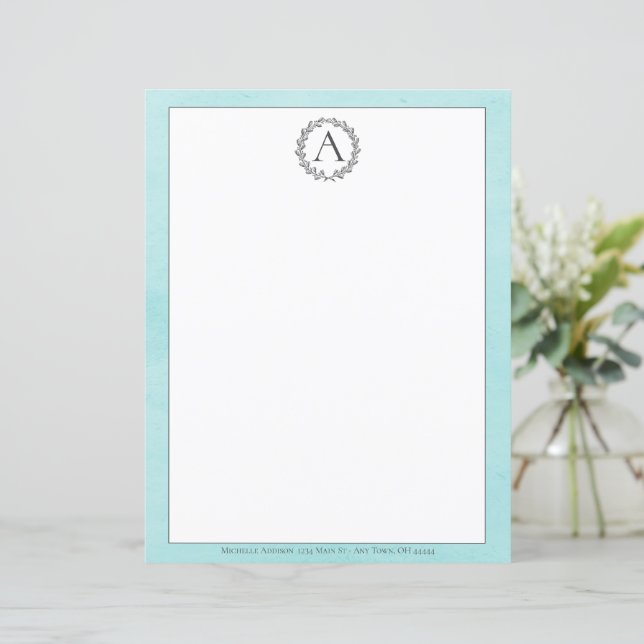 Stationierung der aquamarinen Kräne-Monogramm (Stehend Vorderseite)