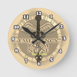 Stationsschwester Caduceus Runde Wanduhr