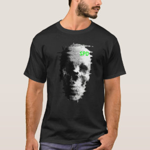 Statischer Glitch-Geist-Totenkopf-TV T-Shirt