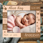 Statistik-Star und Skript Geätzte Rahmen<br><div class="desc">Personalisierte Baby-Geburtsinformation,  Statistik,  niedlicher Stern,  Strohrahmen.</div>