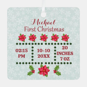 Statistiken zur Geburt eines neuen Babys Weihnacht Ornament Aus Metall
