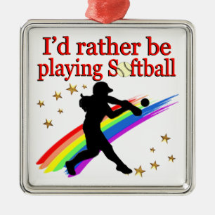 STATT SOFTBALL SPIELEN ORNAMENT AUS METALL