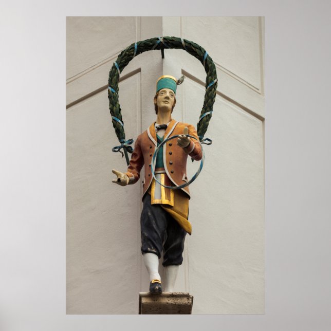 Statue Adorns A Gebäude, Bayern Poster (Vorne)
