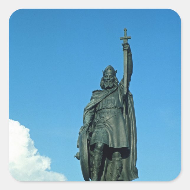 Statue Alfred des Großen Quadratischer Aufkleber (Vorderseite)