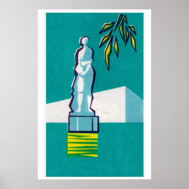 Statue Bust Matchbox Kunst Druck, Tschechoslowakis Poster (Vorne)