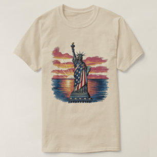 Statue der Freiheitsamerikanischen Flagge T-Shirt