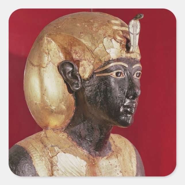 Statue der Lebensgröße von Tutankhamun Quadratischer Aufkleber (Vorderseite)