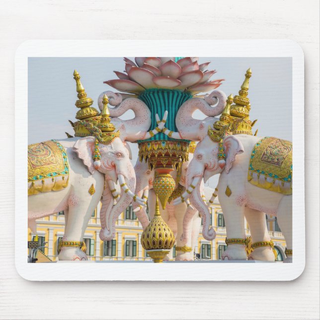Statue der rosa Elefanten Bangkok Thailand Mousepad (Vorne)