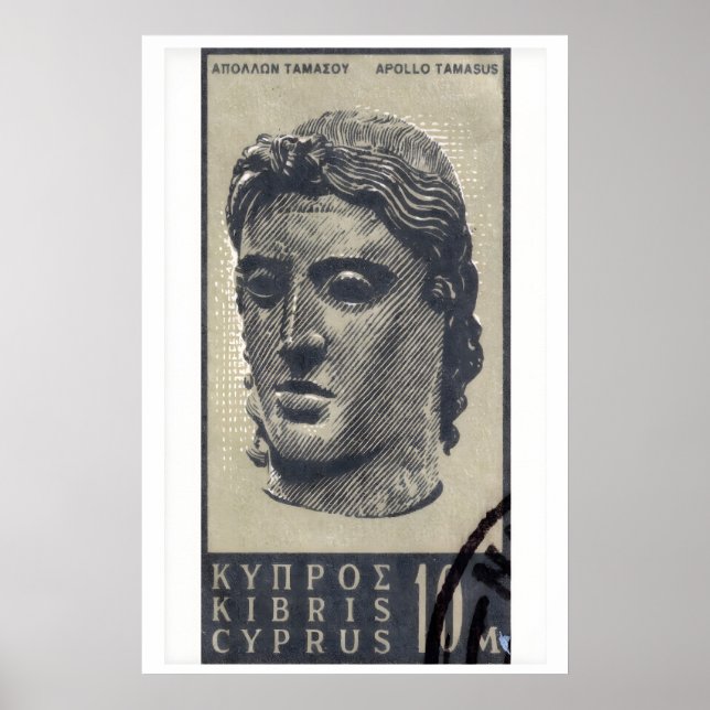Statue des Apollo - Zypern - Briefmarken Druck Poster (Vorne)