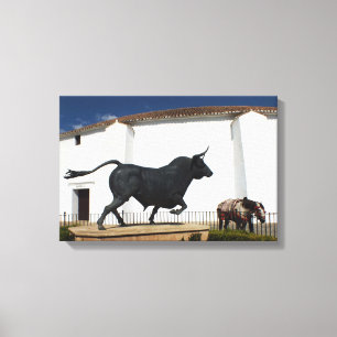 Statue des Bullen und des spanischen Pferdes Leinwanddruck