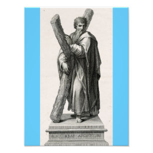 Statue des Heiligen Andreas Apostel mit Kreuz Fotodruck