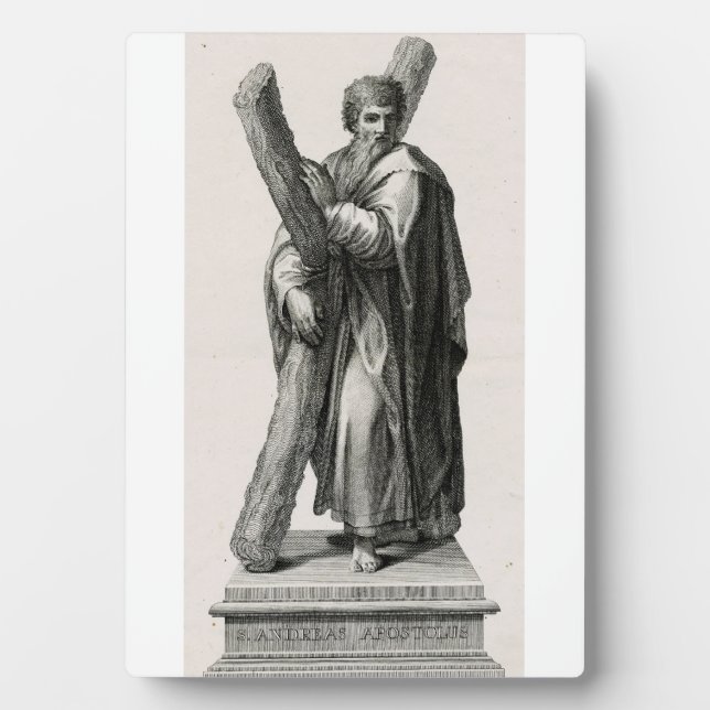 Statue des Heiligen Andreas Apostel mit Kreuz Fotoplatte (Vorderseite)