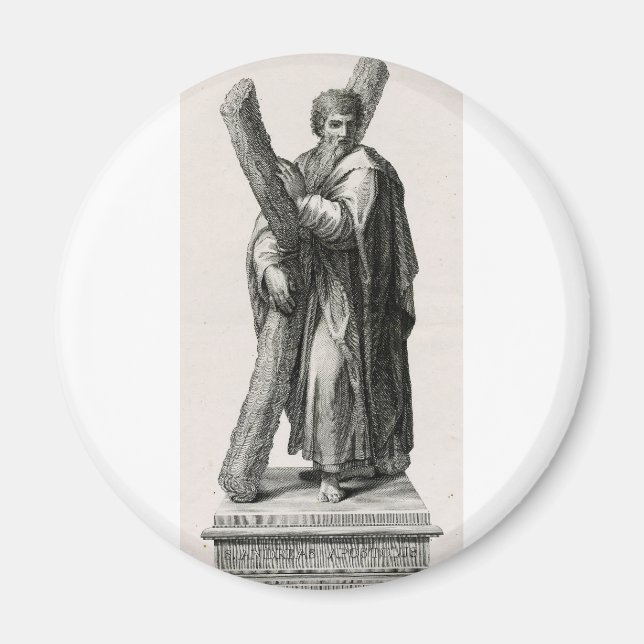 Statue des Heiligen Andreas Apostel mit Kreuz Magnet (Vorne)