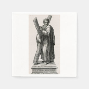 Statue des Heiligen Andreas Apostel mit Kreuz Serviette