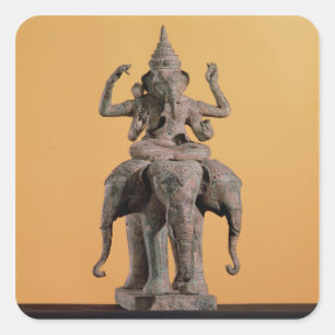 Statue des hindischen Gottes Ganesh Quadratischer Aufkleber